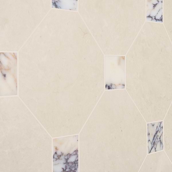 Alaris Crema Ella 12" Octagon with Calacatta Viola Dot Honed Marble Tile