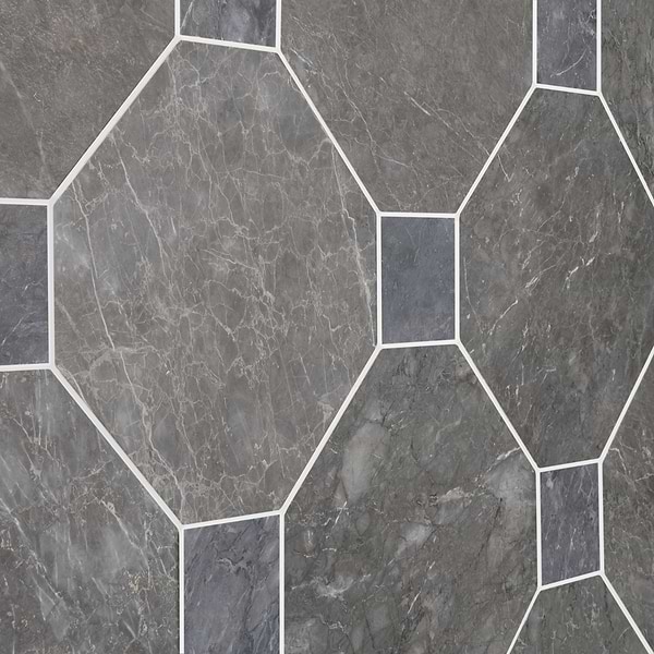 Alaris Lovina Gray 12" Octagon with Lovina Gray Dot Honed Marble Tile