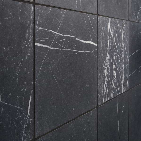 Avanti Nero Marquina Black 12x12 Tumbled Marble Tile