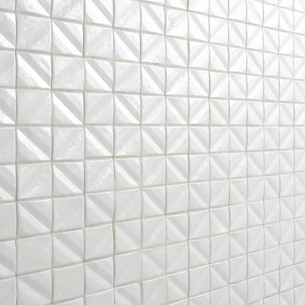 Ohana Prelude Satin 1x2" White Polished Glass Mosaic Tile