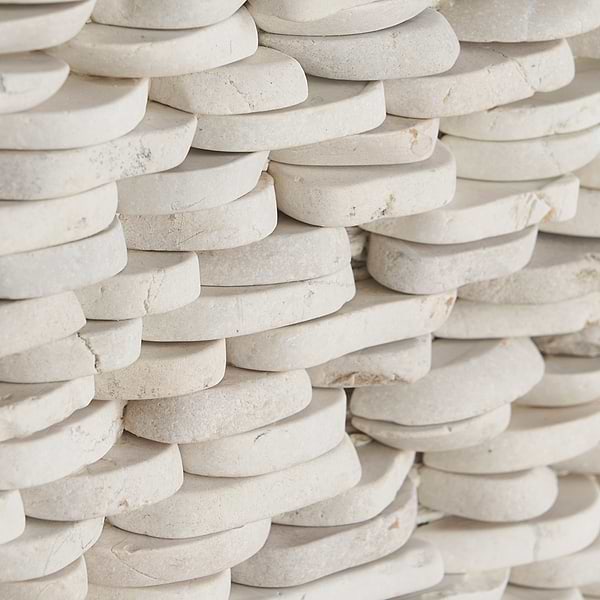 Nature White Stacked Pebble Mosaic