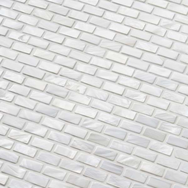 Mother of Pearl Oyster White Pearl 1/2x1 Mini Brick Polished Mosaic Tile