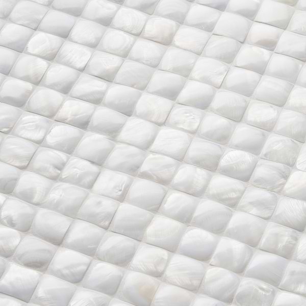 Mother of Pearl Nacre White 3D Pearl 1x1 Polished Mosaic Tile