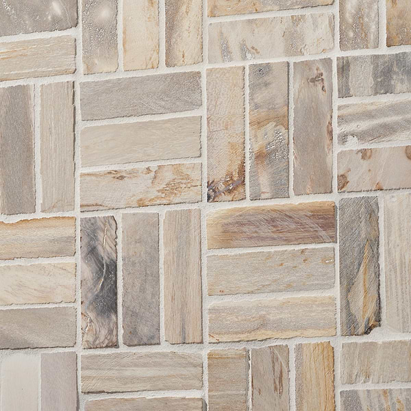 Fossil Basketweave 1x4 Petrified Stone Mosaic