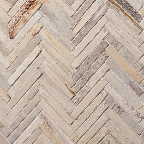 Fossil Herringbone Petrified Stone Mosaic