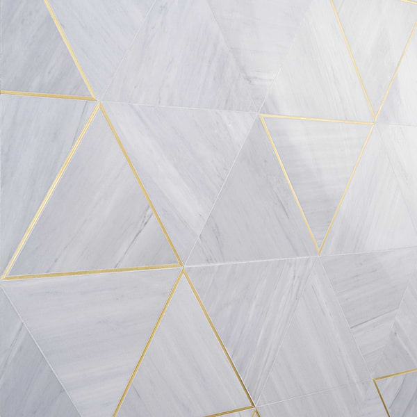 Verin Gray Polished Marble and Brass 6x6 Mosaic Tile