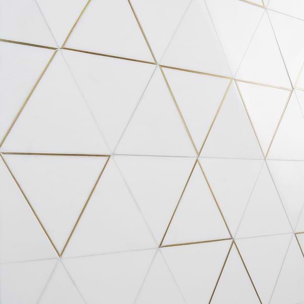 Verin Thassos Polished Marble and Brass 6x6 Mosaic Tile