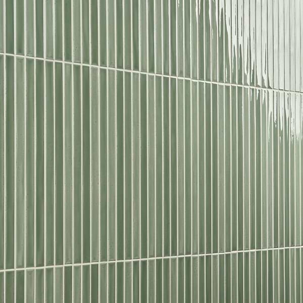 Kanbina Apple Green 5x18 Glossy Ceramic Mosaic Tile