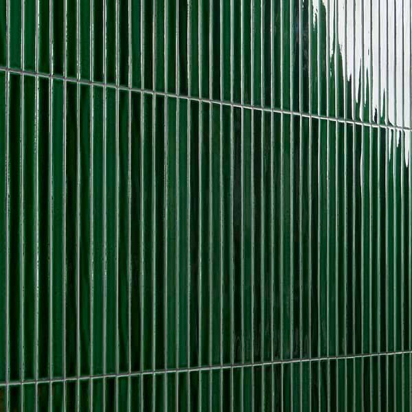 Kanbina Jungle Green 5x18 Crackled Glossy Ceramic Mosaic Tile