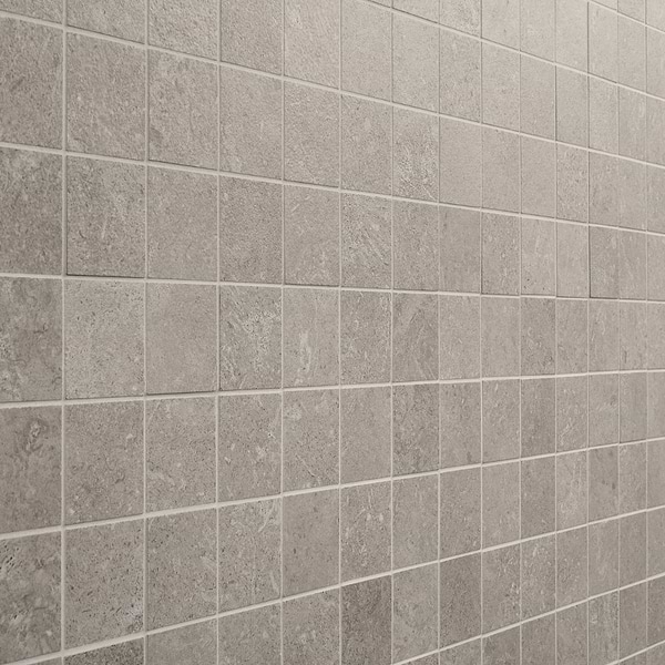Saint Remy Grigio Gray 3D Textured Veining 2x2 Limestone Look Matte Mosaic Tile