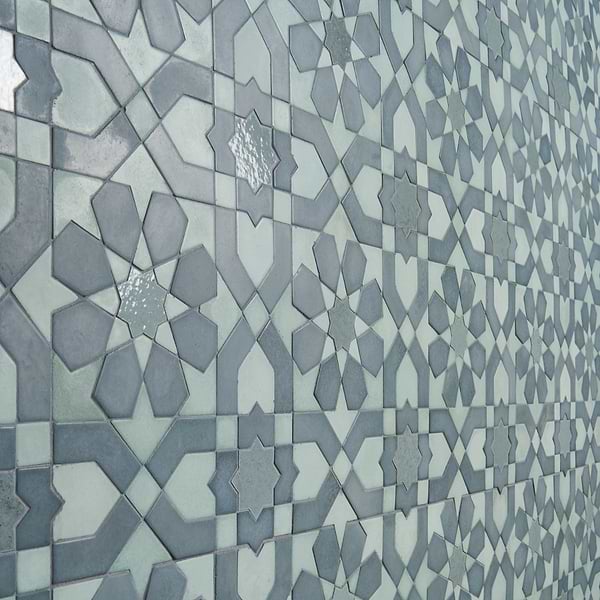 Cantico Fes Ocean Blue Mixed Finish Lava Stone and Cement Mosaic Tile
