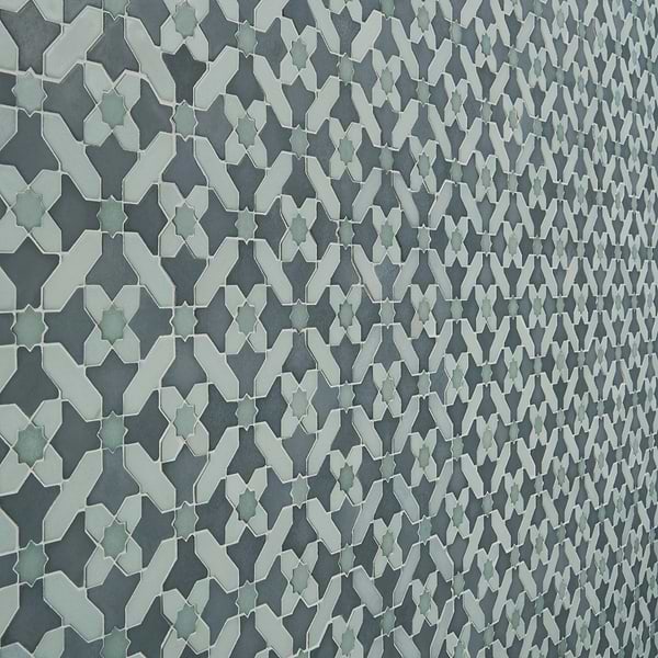 Cantico Safi Ocean Blue Mixed Finish Lava Stone and Cement Mosaic Tile