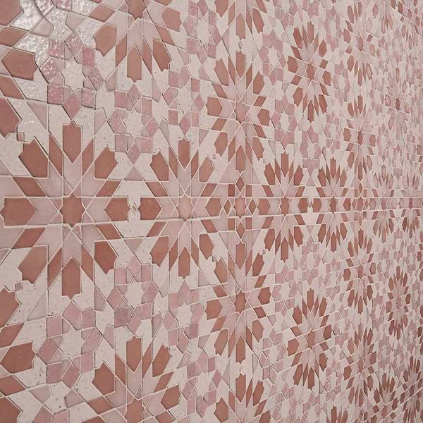 Cantico Taza Terracotta Rosa Mixed Lava Stone and Cement Mosaic Tile