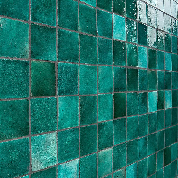 Breeze Tide Turquoise 4" Square Crackled Glossy Terracotta Square Tile