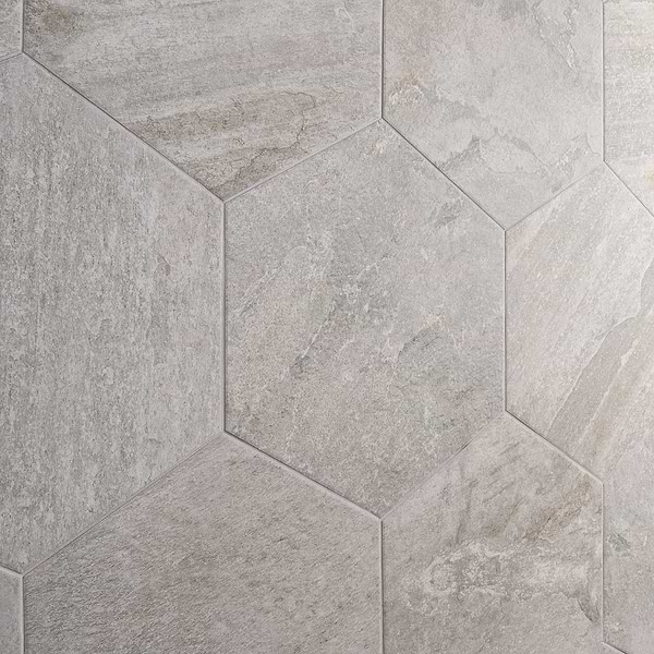 Shala Smoke White 20" Hexagon Matte Porcelain Tile