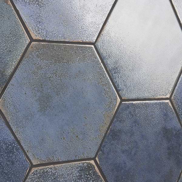 Kalay Blue 9" Hexagon Polished Porcelain Tile