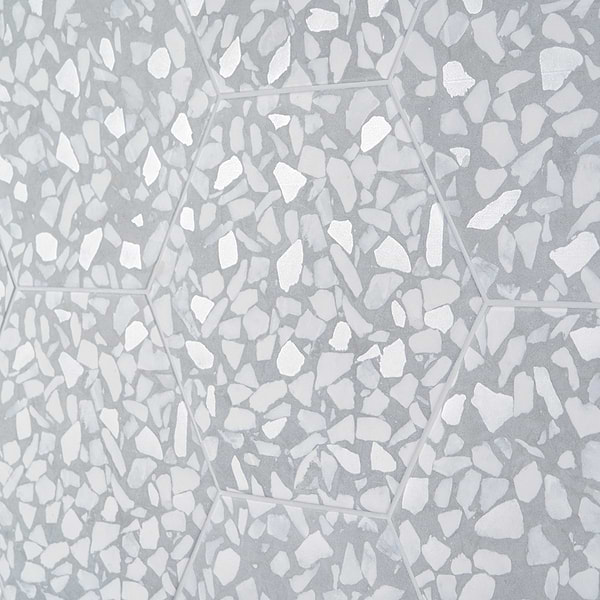 Terrazzo Hex Azulio Blue 9" Terrazzo Look Matte Porcelain Tile