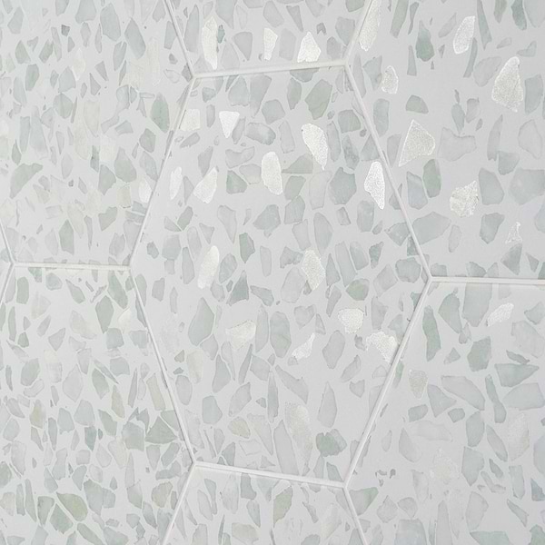 Terrazzo Hex Green 9" Terrazzo Look Matte Porcelain Tile