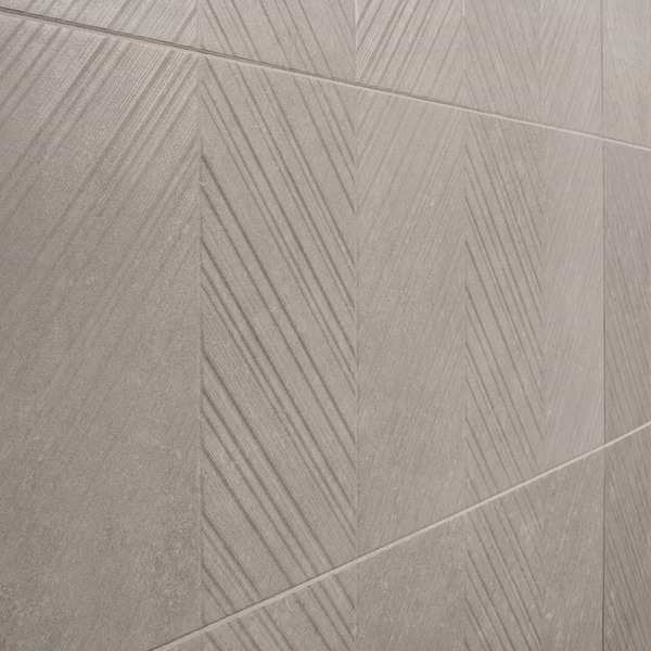 Stoneside Pearl Gray Chevron 12x36 Matte Ceramic Tile
