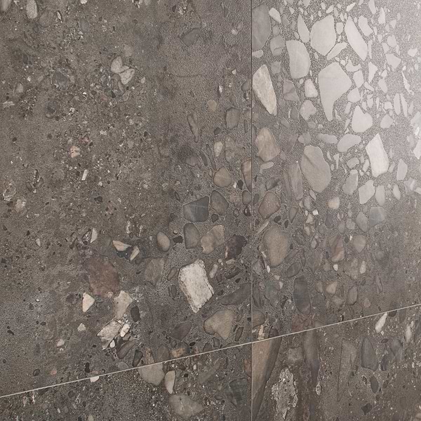 Piccoli Grande Antracite Gray 36x36 Terrazzo Look Semi-Polished Porcelain Tile