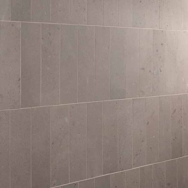 Piccoli Petite Taupe Gray 4x12 Terrazzo Look Matte Porcelain Tile