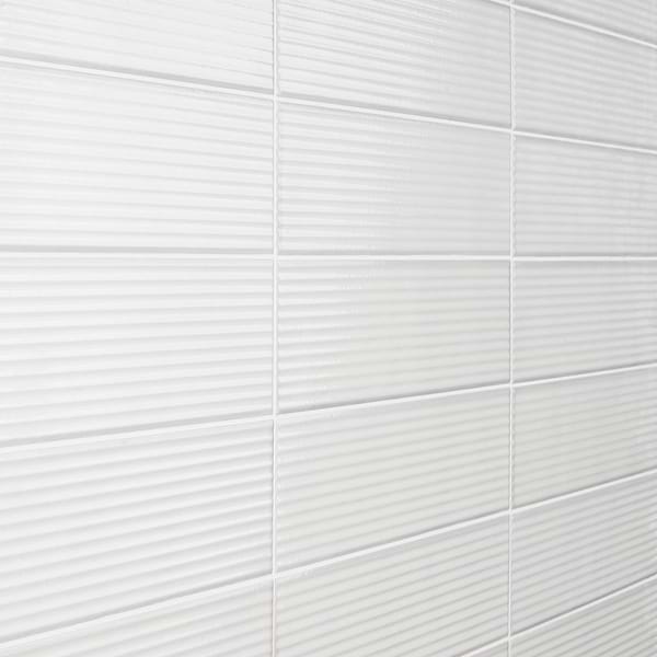 Stacy Garcia ArtBlock Bianco White 4x16 Fluted Glossy Porcelain Tile