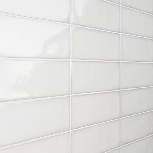 Stacy Garcia ArtBlock Bianco White 4x16 Glossy Porcelain Tile