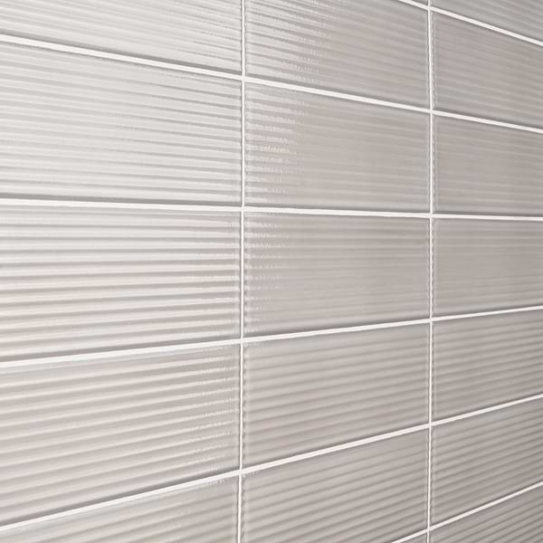 Stacy Garcia ArtBlock Grigio Gray 4x16 Fluted Glossy Porcelain Tile