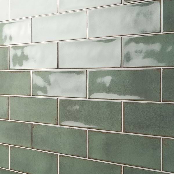Los Lunas Green 4x12 Polished Ceramic Subway Wall Tile