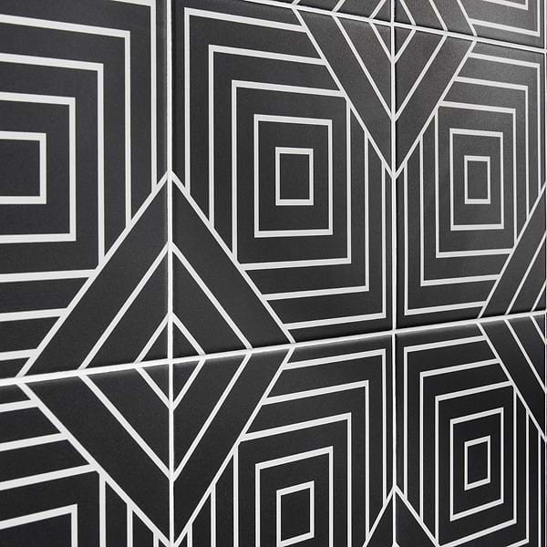B2W Line Negative 8x8 Matte Porcelain Tile