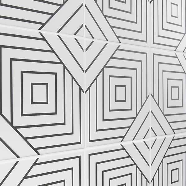 B2W Line Positive 8x8 Matte Porcelain Tile