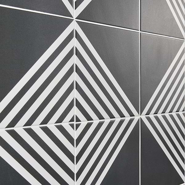 B2W Stripe Negative 8x8 Matte Porcelain Tile