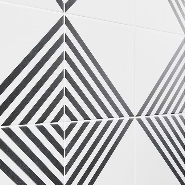 B2W Stripe Positive 8x8 Matte Porcelain Tile