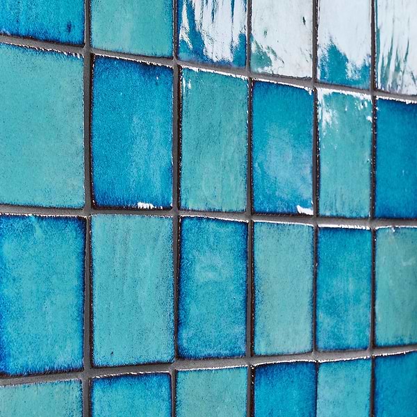 Emery Blue 4x4 Square Handmade Crackled Glossy Terracotta Tile
