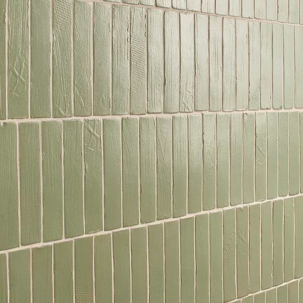 Impress Verde Green 2x10 Handmade Matte Terracotta Tile
