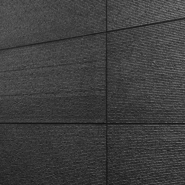 Rakestone Carved Comb Noir Black 12x24 Textured Honed Basalt Stone Tile