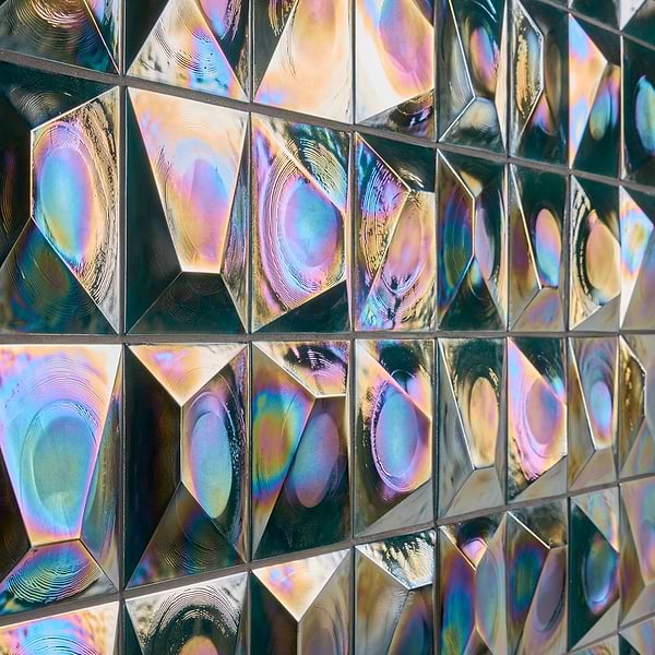 Opaline Teal Green Iridescent 6x6 3D Glossy Glass Tile