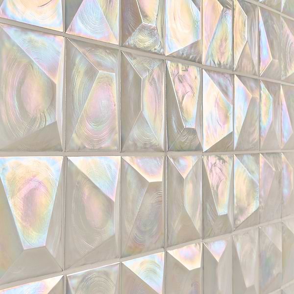 Opaline White Iridescent 6x6 3D Glossy Glass Tile