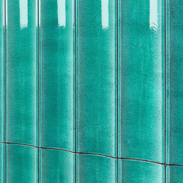 Lava Art Fluted Aquamarine Blue 6x36 3D Glossy Lava Stone Tile