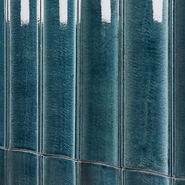 Lava Art Fluted Harbor Blue 6x36 3D Glossy Lava Stone Tile