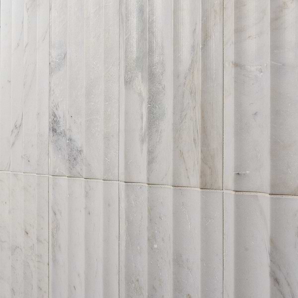 Stonework Fluted Alaska White 12x24 3D Honed Marble Tile