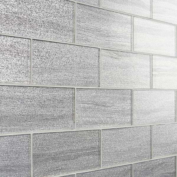 Veda Silver 4x9 Polished Glass Tile