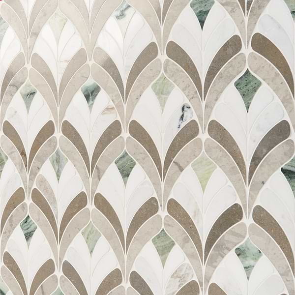 Konwalia Grigio Gray Floral Marble Mosaic Tile