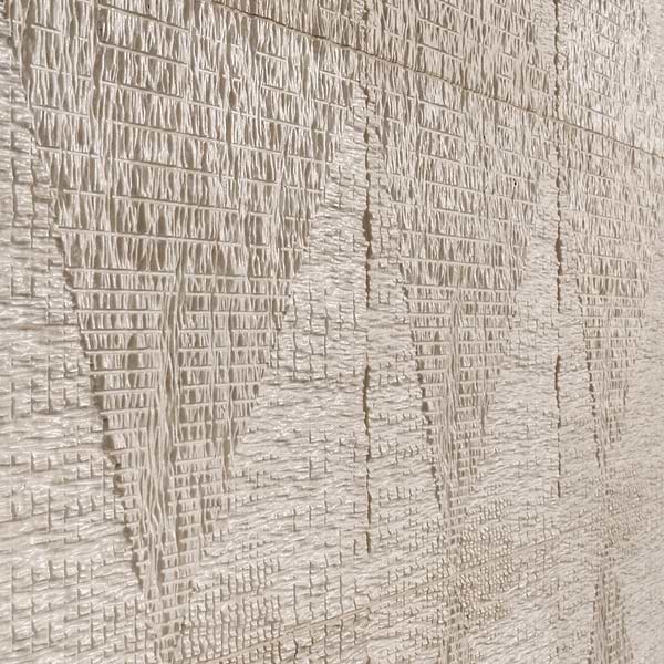 Bansu Carved Cream Botticino Classico 16x16 Textured Honed Marble Tile