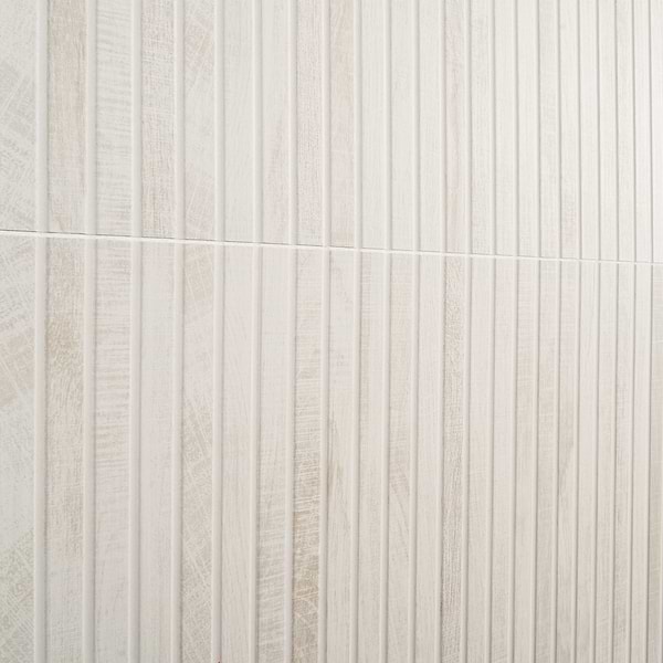 Kenridge Ribbon White 24x48 Wood Look Matte Fluted Porcelain Tile