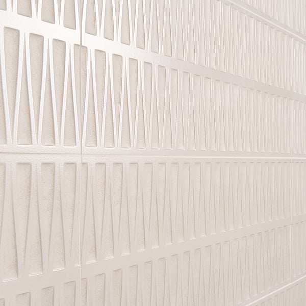 Terramay Deco White 12x36 3D Mixed Finish Matte Ceramic Tile