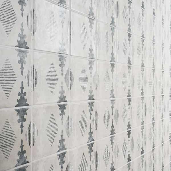 Paula Purroy Talia Aztec Blue Gray 5x5 Matte Ceramic Tile
