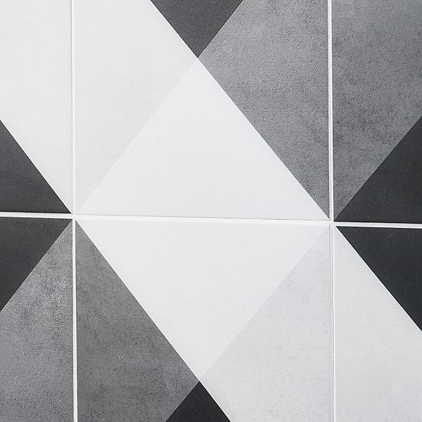 Art Geo by Elizabeth Sutton Deco Plaid Charcoal Black 8x8 Matte Porcelain Tile