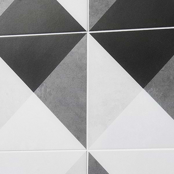 Art Geo by Elizabeth Sutton Cement Deco Charcoal Gray 8x8 Matte Porcelain Tile: Pattern 3