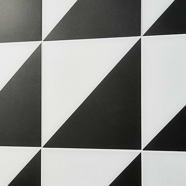 Art Geo by Elizabeth Sutton Dos Triangle Charcoal Black 8x8 Matte Porcelain Tile